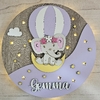 Cartel de nacimiento con luz - Elefante en globo - nena