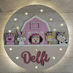Cartel de nacimiento con luz granja - comprar online