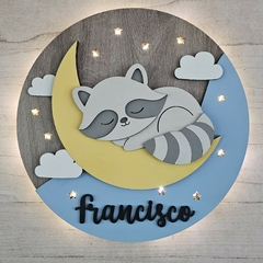 Cartel de nacimiento con luz - Mapache