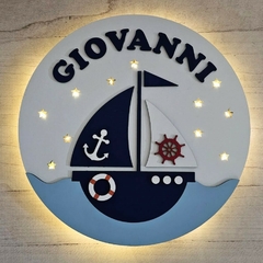 Cartel de nacimiento con luz - Barco