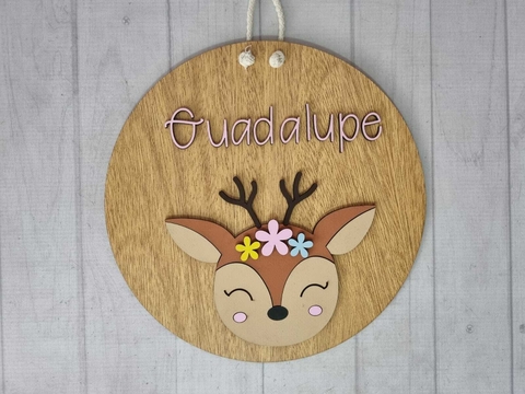 Cartel de nacimiento ciervito con flores