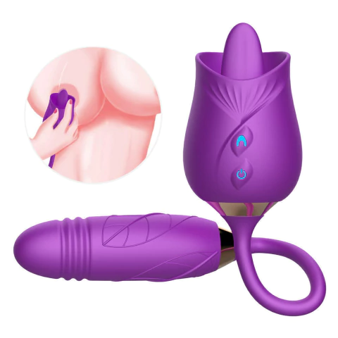 Vibrador Duplo Flexível com 10 movimentos de língua, 10 modos de vibração e 10 modos de vai e vem - OLENA