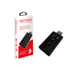 Adaptador de Placa de Som USB 7.1 Entrada P2 Fone e Microfone