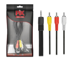 Cabo RCA Av - P3 Estéreo + 3 RCA Macho - 1.3m