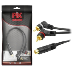 Cabo RCA Automotivo - Y 1 Fêmea + 2 Machos 4mm Preto 25cm - 90 Graus