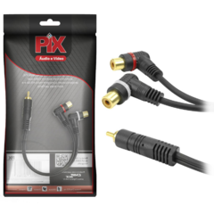 CABO Y RCA - 1 MACHO + 2 FEMEAS - 4MM PRETO - 25 CM - 90 GRAUS