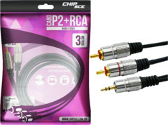 CABO P2 + 2RCA FITZ - P2 ESTEREO X 2 RCA MACHO - PLUG METAL - 3 METROS - comprar online
