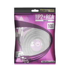 CABO P2 + 2RCA FITZ - P2 ESTEREO X 2 RCA MACHO - PLUG METAL - 10 METROS - Diprimeira