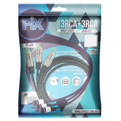 Cabo RCA Fitz 3 + 3 RCA Plug Metal - 5 Metros - PIX