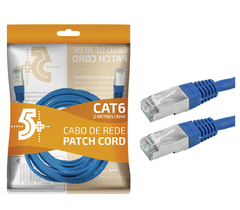 Cabo Patch Cord Cat6 Ftp Azul 2m - Cabo de rede