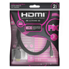 Cabo Micro HDMI X MICRO HDMI 2.0 4K ULTRAHD 19 Pinos - 2 METROS