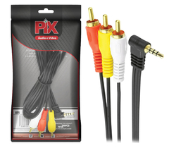 CABO RCA AV - P3 ESTEREO + 3 RCA MACHO 1.2 METROS 90 GRAUS - PIX