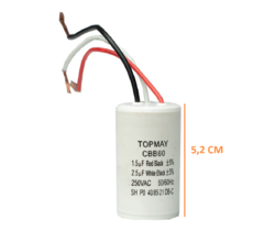 CAPACITOR DE PARTIDA 1,5UF + 2,5UF X 250V - 1,5 + 2,5 X 250VAC - CBB60 - comprar online