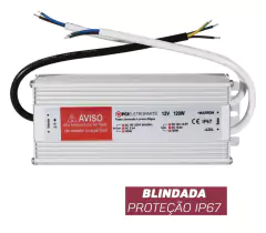 FONTE CHAVEADA BLINDADA 12V 10A 120W BIVOLT - comprar online