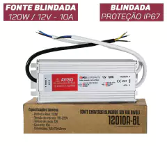 FONTE CHAVEADA BLINDADA 12V 10A 120W BIVOLT - Diprimeira