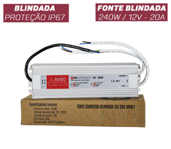FONTE CHAVEADA BLINDADA 12V 20A 240W BIVOLT - loja online