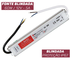 FONTE CHAVEADA BLINDADA 12V 5A 60W BIVOLT na internet