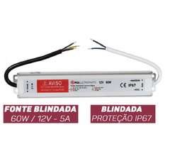 FONTE CHAVEADA BLINDADA 12V 5A 60W BIVOLT - Diprimeira