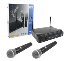 MICROFONE SEM FIO COM RECEPTOR E 2 MICROFONES = BASTÃO 554,00 A 585,70 MHZ