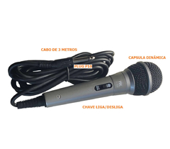 MICROFONE COM FIO PROFISSIONAL - 3 METROS - ALTA FREQUENCIA - PIX - loja online