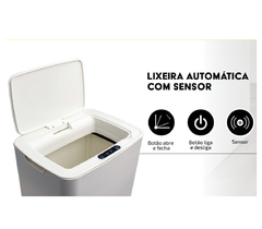 LIXEIRA INTELIGENTE AUTOMATICA C/ SENSOR DE APROXIMACAO - 14 LITROS PILHA AA - BRANCO na internet