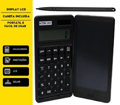 CALCULADORA COM TABLET DE ESCRITA EM LCD PRETA - comprar online
