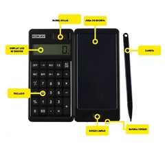 CALCULADORA COM TABLET DE ESCRITA EM LCD PRETA - loja online