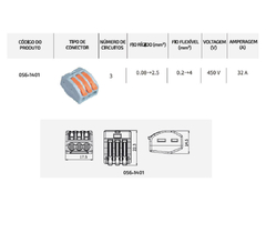 CONECTOR EMENDA DERIVACAO RAPIDA 2,5MM CMK413 - 3P na internet