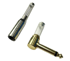 PLUG P10 MONO 90º GRAUS COM MOLA - PONTA GOLD - Diprimeira