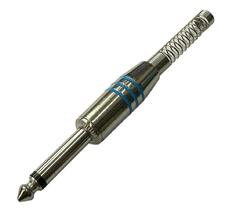 PLUG P10 MONO - PRATA E AZUL - COM MOLA