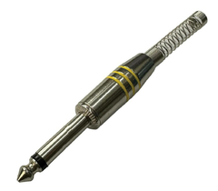 PLUG P10 MONO - PRATA E AMARELO - COM MOLA