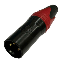 KIT - PLUG XLR FEMEA + XLR MACHO ( CANNON ) VERMELHO E PRETO - Diprimeira