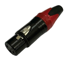 KIT - PLUG XLR FEMEA + XLR MACHO ( CANNON ) VERMELHO E PRETO