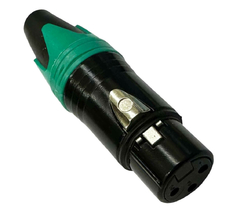 PLUG XLR FEMÊA - VERDE E PRETO ( CANNON FEMÊA )