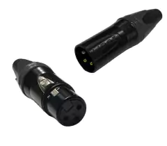 KIT - PLUG XLR FEMEA + XLR MACHO ( CANNON ) PRETO