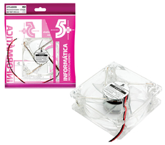 Microventilador 80 mm x 80 mm x 25mm 12V - Transparente Com LED Branco