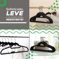 CABIDE COM ACABAMENTO EM VELUDO - PRETO - KIT COM 10 - loja online