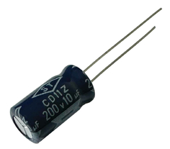 CAPACITOR ELETROLITICO 10X200V - 10UF X 200V - 105º GRAUS - comprar online