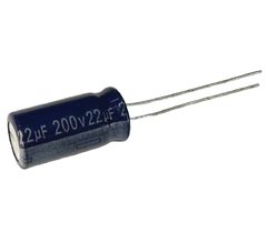 CAPACITOR ELETROLITICO 22X200V - 22UF X 200V - 105º GRAUS