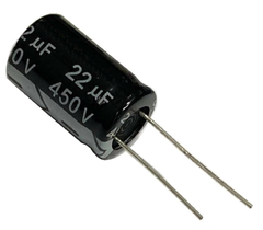 CAPACITOR ELETROLITICO 22X450V - 22UF X 450V - 105 GRAUS