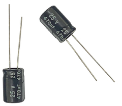 CAPACITOR ELETROLITICO 470X25V - 470 UF X 25V - 105 GRAUS na internet