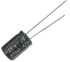 CAPACITOR ELETROLITICO 470X25V - 470 UF X 25V - 105 GRAUS - Diprimeira