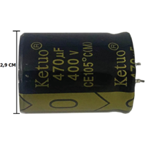 CAPACITOR ELETROLITICO 470X400V - 470UF X 400V - 105 GRAUS - Diprimeira