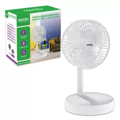 VENTILADOR DOBRAVEL PORTATIL USB C/ 3 VELOCIDADES RETRATIL - BRANCO - Diprimeira