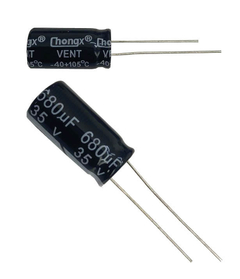 CAPACITOR ELETROLITICO 680 X 35V - 680X35V - 105 GRAUS - Diprimeira