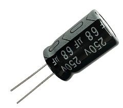 CAPACITOR ELETROLITICO 68X250V - 68UF X 250V - 105 GRAUS - Diprimeira