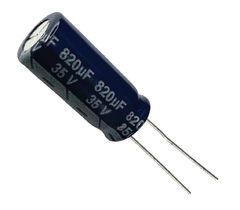 CAPACITOR ELETROLITICO 820X35V - 820UF X 35V - 105º GRAUS