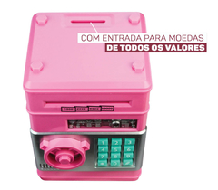 COFRE DIGITAL ELETRONICO PUXA NOTAS E MOEDAS - ROSA - comprar online