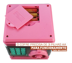 COFRE DIGITAL ELETRONICO PUXA NOTAS E MOEDAS - ROSA - Diprimeira