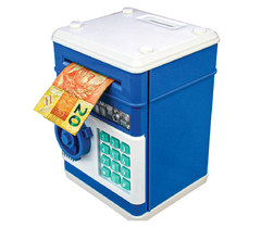 COFRE DIGITAL ELETRONICO PUXA NOTAS E MOEDAS - AZUL - comprar online